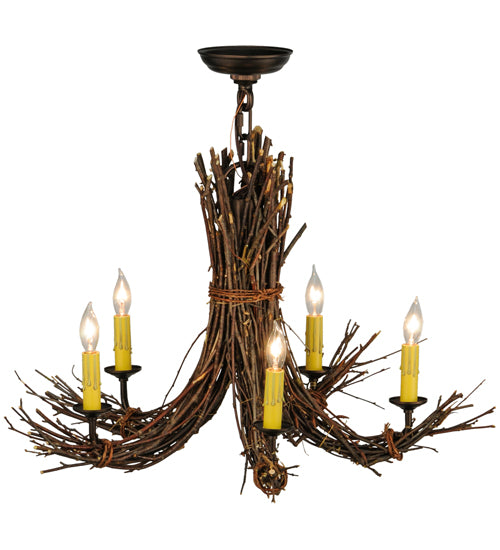 Meyda Tiffany Twigs 145097 Chandelier Light - Natural Wood,Mahogany Bronze
