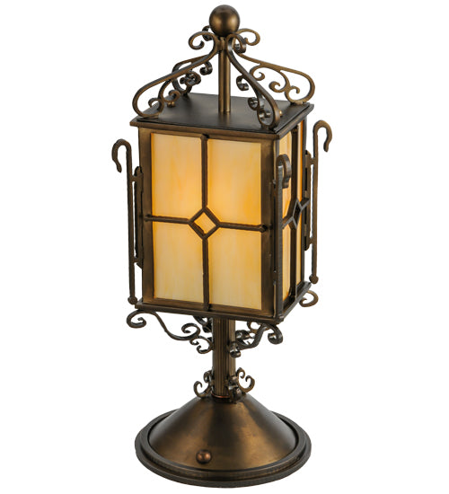 Meyda Tiffany Lighting 145795 Standford One Light Tabletop Lantern Lamp Copper/Antique/Verde