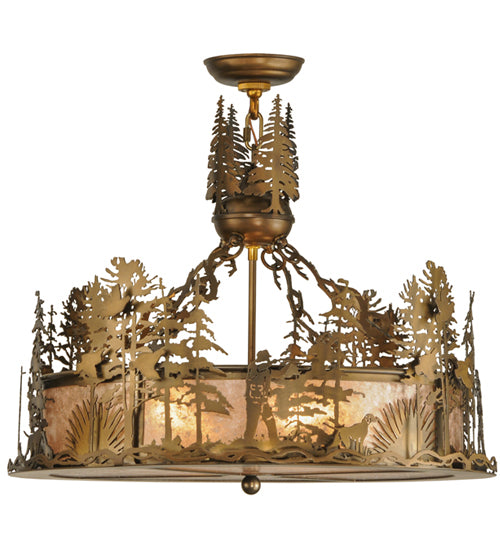 Meyda Tiffany Quail Hunter W/Dog 145977 Pendant Light - Antique Copper