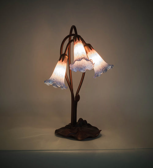 Meyda Tiffany Lighting 14670 Pink/Blue Three Light Accent Lamp Lamp Bronze / Dark