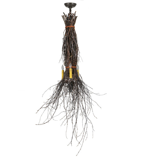 Meyda Tiffany Twigs 147152 Pendant Light - Natural Wood, Timeless Bronze