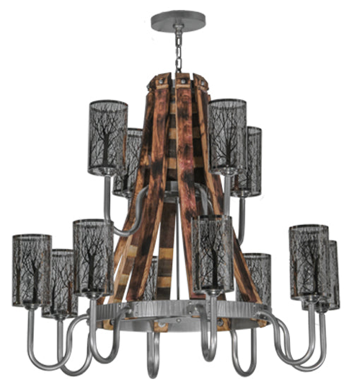 Meyda Tiffany Barrel Stave 147189 Chandelier Light - Nickel,Natural Wood,Stainless Steel