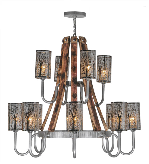 Meyda Tiffany Barrel Stave 147189 Chandelier Light - Nickel,Natural Wood,Stainless Steel