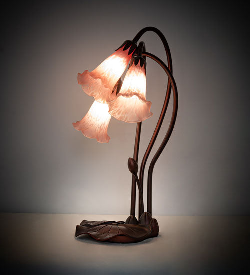 Meyda Tiffany Lighting 14728 Pink Three Light Accent Lamp Lamp Bronze / Dark