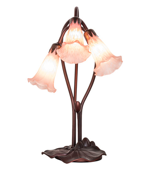 Meyda Tiffany Lighting 14728 Pink Three Light Accent Lamp Lamp Bronze / Dark