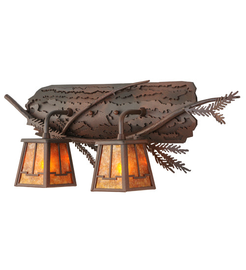 Meyda Tiffany Pine Branch 147326 Bath Vanity Light 24 in. wide - Rust,Hand Wrought Iron