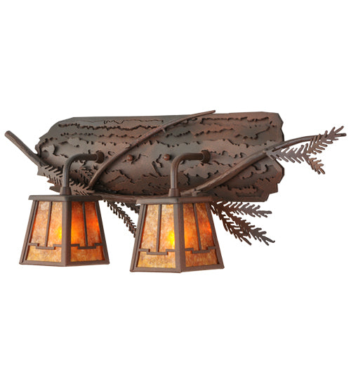 Meyda Tiffany Pine Branch 147326 Bath Vanity Light 24 in. wide - Rust,Hand Wrought Iron