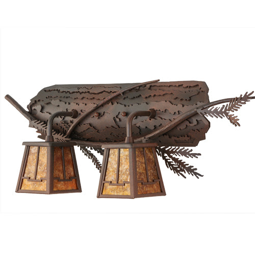 Meyda Tiffany Pine Branch 147326 Bath Vanity Light 24 in. wide - Rust,Hand Wrought Iron