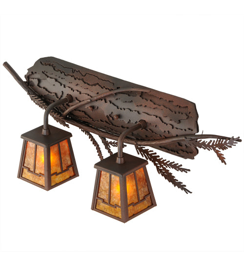 Meyda Tiffany Pine Branch 147326 Bath Vanity Light 24 in. wide - Rust,Hand Wrought Iron