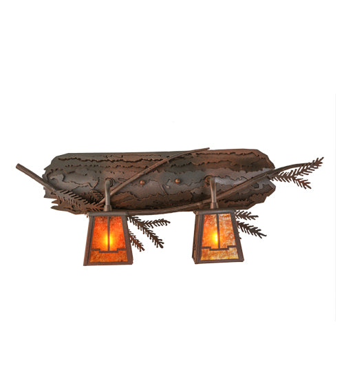 Meyda Tiffany Pine Branch 147326 Bath Vanity Light 24 in. wide - Rust,Hand Wrought Iron
