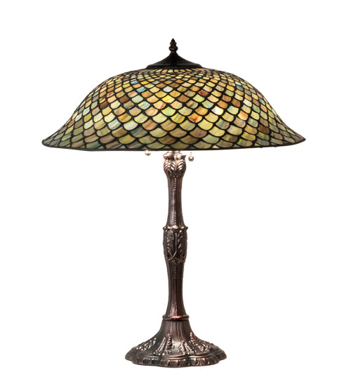 Meyda Tiffany Lighting 147470 Tiffany Fishscale Three Light Table Lamp Lamp Bronze / Dark