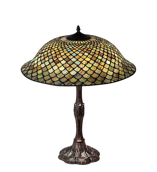 Meyda Tiffany Lighting 147470 Tiffany Fishscale Three Light Table Lamp Lamp Bronze / Dark