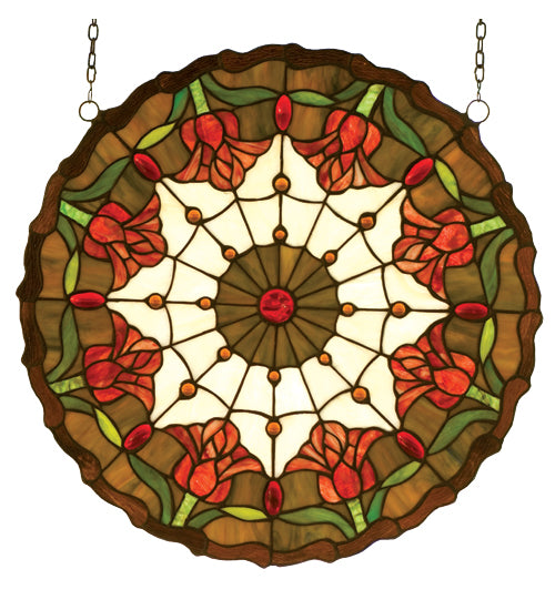 Meyda Tiffany Lighting 14757 Colonial Tulip Window Mirror Bronze / Dark