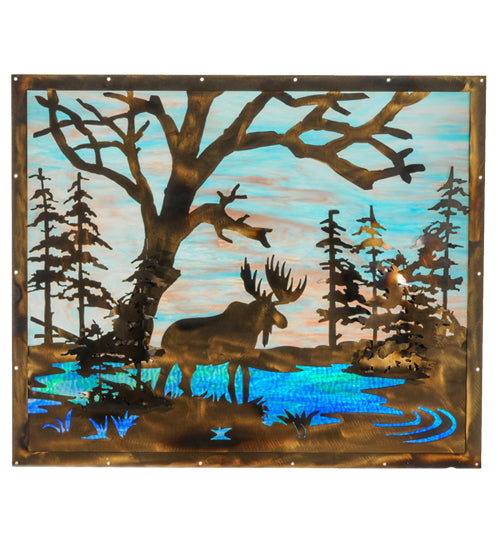 Meyda Tiffany Lighting 147850 Moose At Lake Window Mirror Bronze / Dark