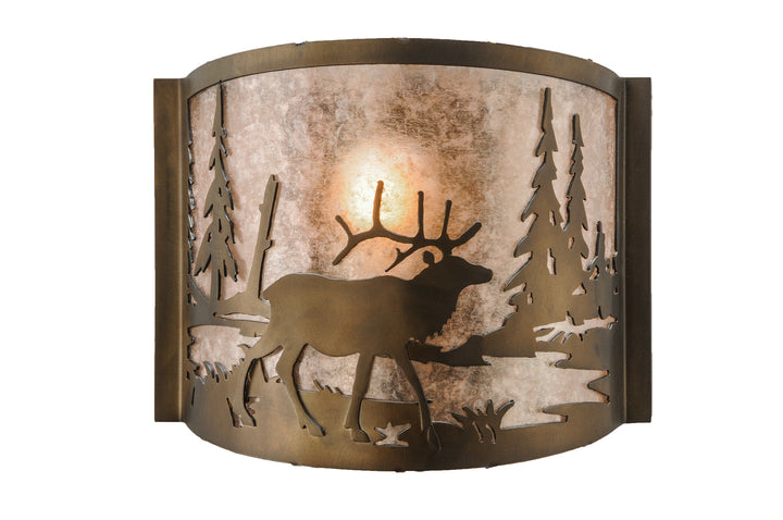 Meyda Tiffany Elk At Lake 148034 Wall Light - Antique Copper