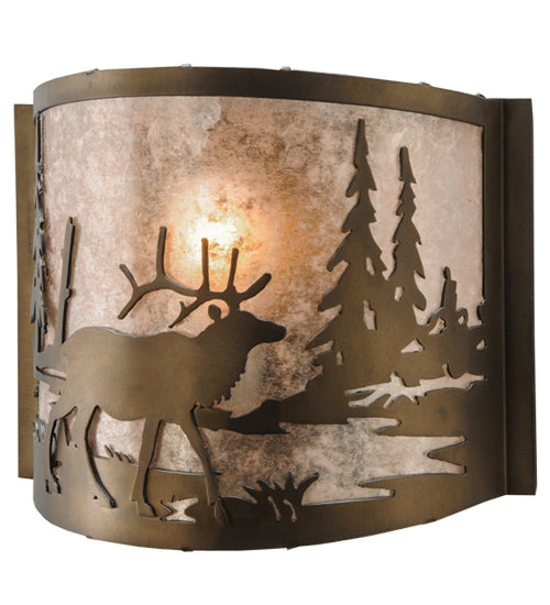 Meyda Tiffany Elk At Lake 148034 Wall Light - Antique Copper