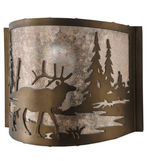 Meyda Tiffany Elk At Lake 148034 Wall Light - Antique Copper