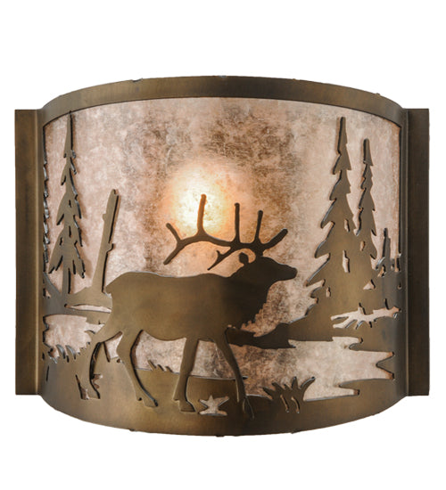 Meyda Tiffany Elk At Lake 148034 Wall Light - Antique Copper