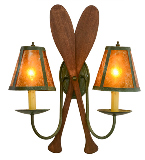 Meyda Tiffany Paddle 148768 Wall Light - Rust,Natural Wood,Tarnished Copper