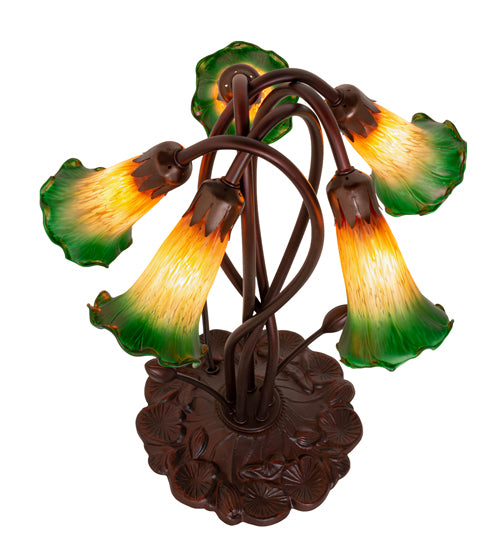 Meyda Tiffany Lighting 14893 Amber/Green Five Light Accent Lamp Lamp Bronze / Dark