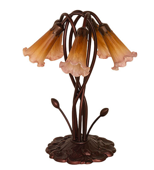 Meyda Tiffany Lighting 14962 Amber/Purple Pond Lily Five Light Accent Lamp Lamp Bronze / Dark