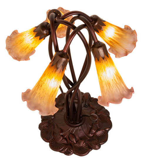 Meyda Tiffany Lighting 14962 Amber/Purple Pond Lily Five Light Accent Lamp Lamp Bronze / Dark