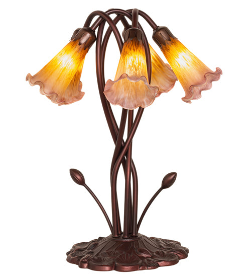 Meyda Tiffany Lighting 14962 Amber/Purple Pond Lily Five Light Accent Lamp Lamp Bronze / Dark