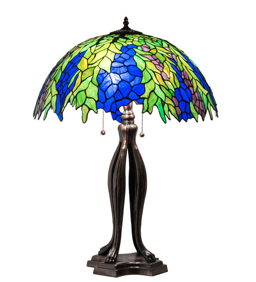 Meyda Tiffany Lighting 149748 Tiffany Honey Locust Three Light Table Lamp Lamp Bronze / Dark