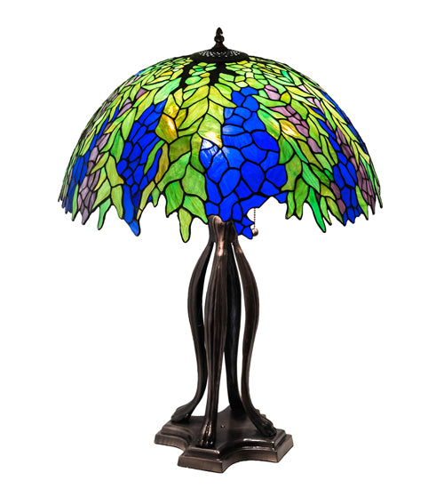Meyda Tiffany Lighting 149748 Tiffany Honey Locust Three Light Table Lamp Lamp Bronze / Dark