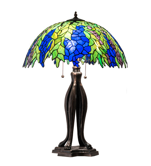 Meyda Tiffany Lighting 149748 Tiffany Honey Locust Three Light Table Lamp Lamp Bronze / Dark