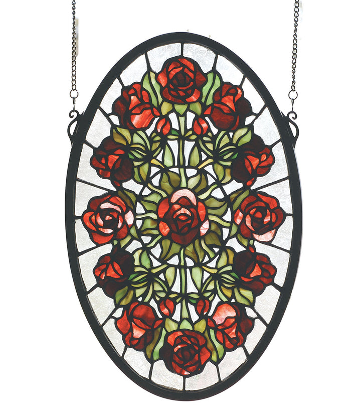 Meyda Tiffany Lighting 66005 Oval Rose Garden Window Mirror Bronze / Dark