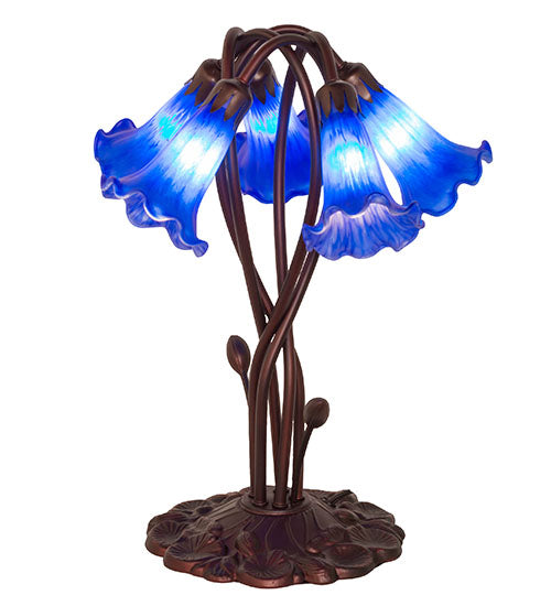 Meyda Tiffany Lighting 14995 Blue Pond Lily Five Light Accent Lamp Lamp Bronze / Dark