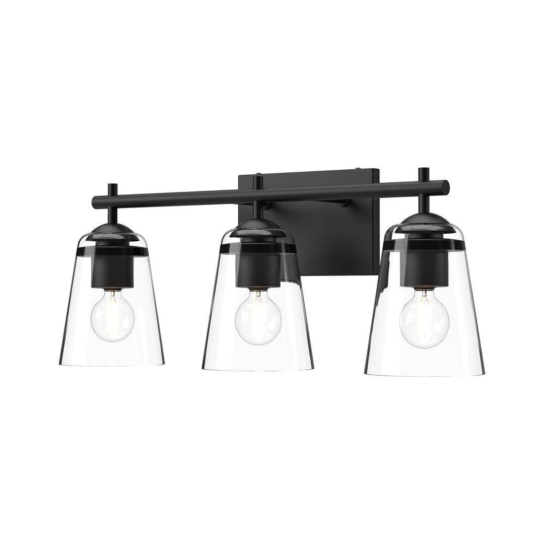 Alora Mood addison VL638221MBCL Bath Vanity Light 13 in. wide - Clear Glass/Matte Black