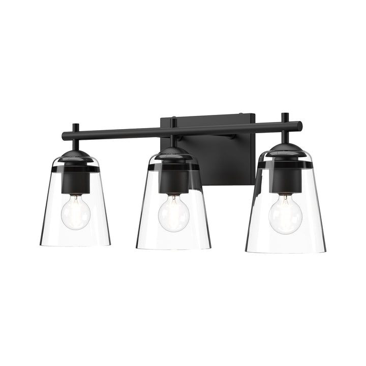 Alora Mood addison VL638221MBCL Bath Vanity Light 13 in. wide - Clear Glass/Matte Black