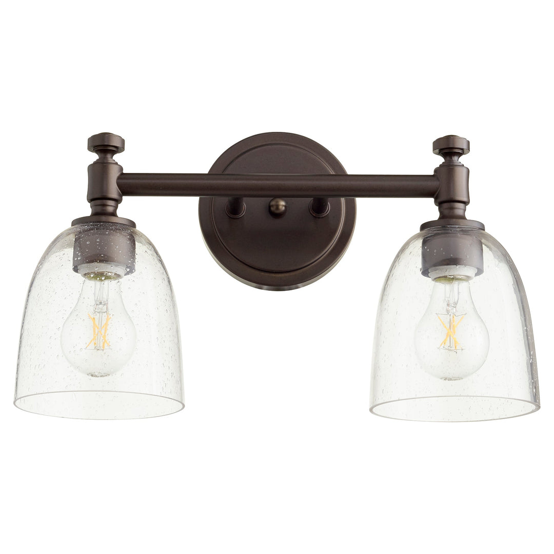 Quorum Rossington 5122-2-286 Bath Vanity Light - Oiled Bronze W/ Clear/Seeded