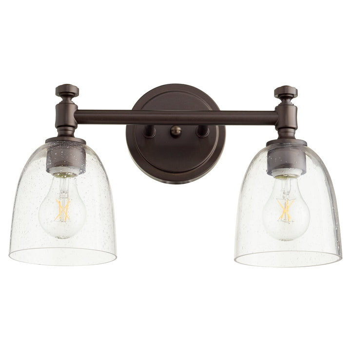 Quorum Rossington 5122-2-286 Bath Vanity Light - Oiled Bronze W/ Clear/Seeded