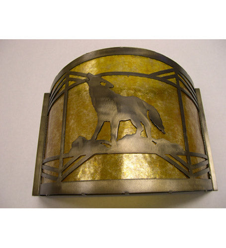 Meyda Tiffany Northwoods Wolf On The Loose 81054 Wall Light - Antique Copper