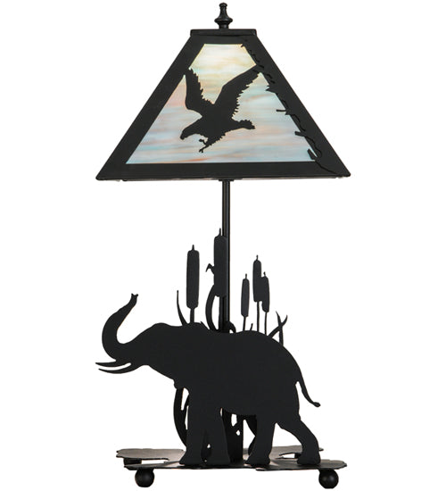 Meyda Tiffany Lighting 150573 Wildlife On The Loose Two Light Table Lamp Lamp Black