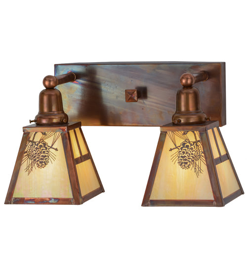 Meyda Tiffany Winter Pine 150764 Bath Vanity Light 18 in. wide - Vintage Copper