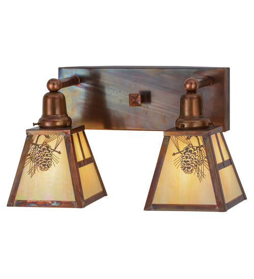 Meyda Tiffany Winter Pine 150764 Bath Vanity Light 18 in. wide - Vintage Copper