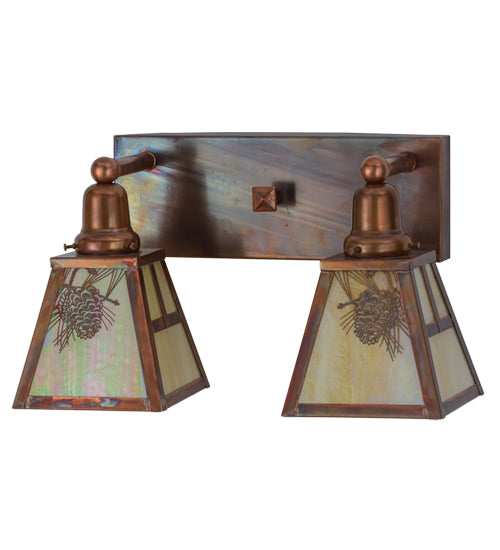 Meyda Tiffany Winter Pine 150764 Bath Vanity Light 18 in. wide - Vintage Copper