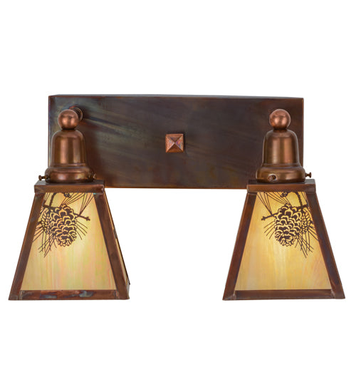 Meyda Tiffany Winter Pine 150764 Bath Vanity Light 18 in. wide - Vintage Copper