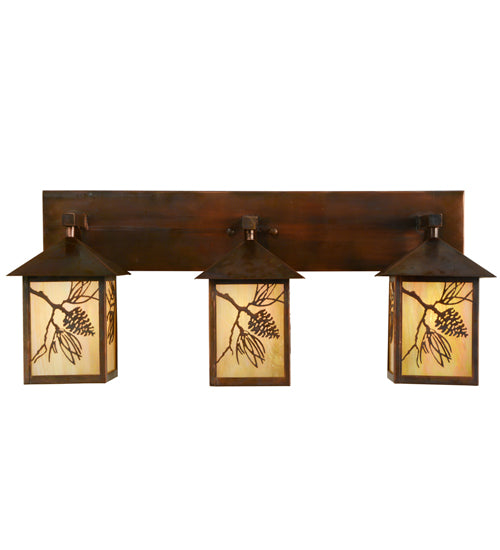 Meyda Tiffany Balsam Pine 150774 Bath Vanity Light 29 in. wide - Antique Brass