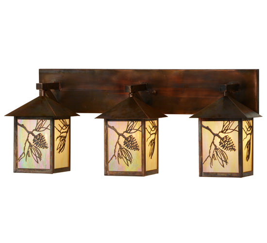 Meyda Tiffany Balsam Pine 150774 Bath Vanity Light 29 in. wide - Antique Brass