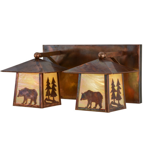 Meyda Tiffany Pine Tree And Bear 150779 Bath Vanity Light 22 in. wide - Vintage Copper