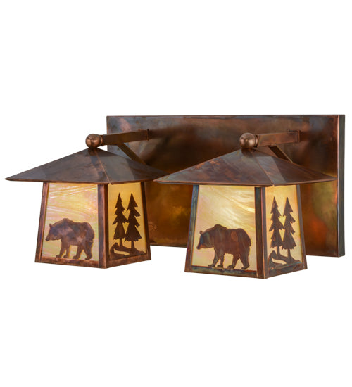 Meyda Tiffany Pine Tree And Bear 150779 Bath Vanity Light 22 in. wide - Vintage Copper