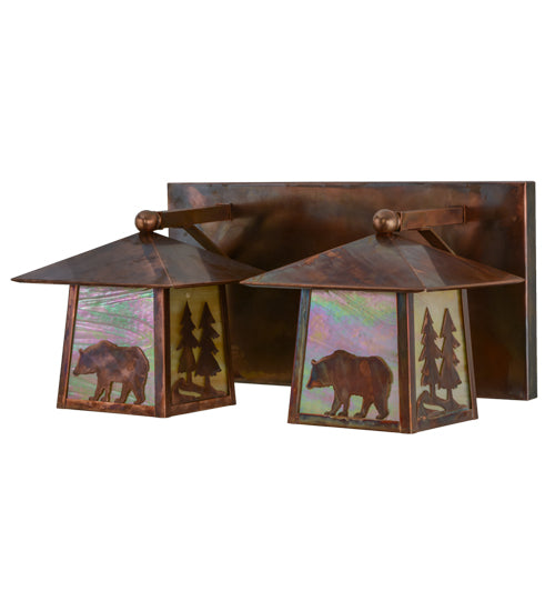 Meyda Tiffany Pine Tree And Bear 150779 Bath Vanity Light 22 in. wide - Vintage Copper