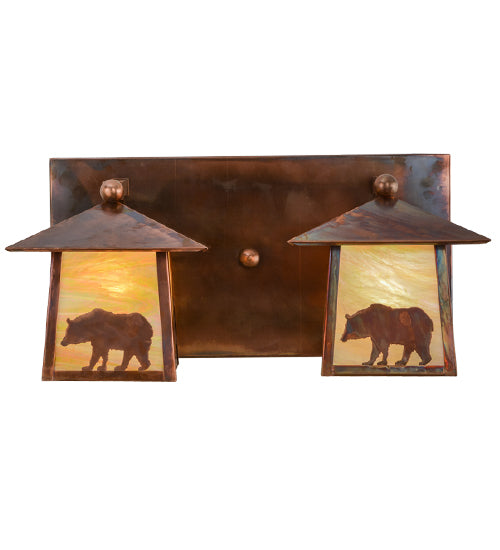 Meyda Tiffany Pine Tree And Bear 150779 Bath Vanity Light 22 in. wide - Vintage Copper