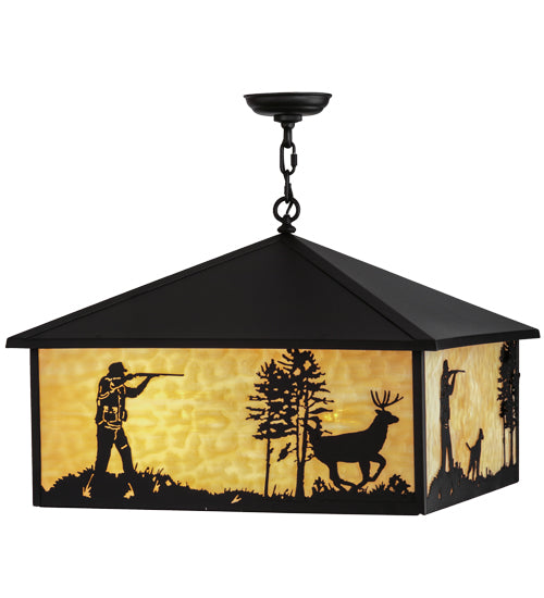 Meyda Tiffany Quail & Deer Hunter 150874 Pendant Light - Timeless Bronze