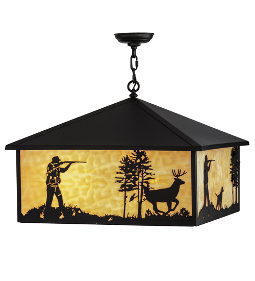 Meyda Tiffany Quail & Deer Hunter 150874 Pendant Light - Timeless Bronze